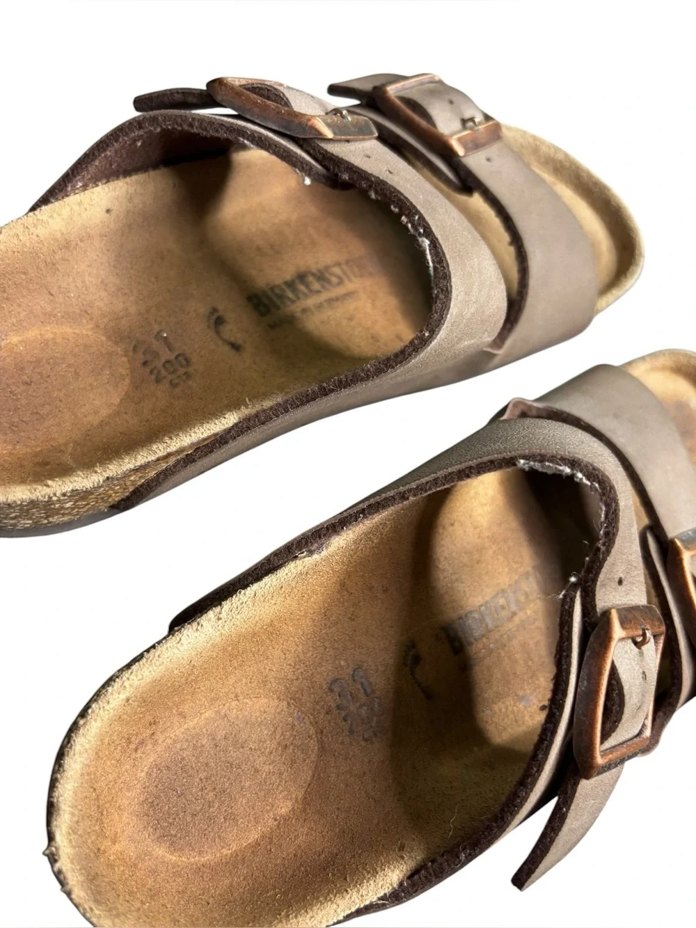 Birkenstock Kids' Arizona Nubuck Slide Sandals Leather Brown Size 31- 13-13.5